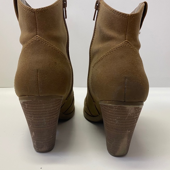 American Eagle Tan Faux Suede Ankle Heeled Booties - Picture 7 of 9